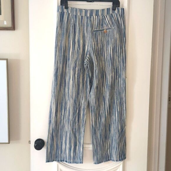 Free People Pants Size 4 Raw Hem Wide Leg Marta Yarn Dye Trousers Wide Leg - Picture 5 of 10